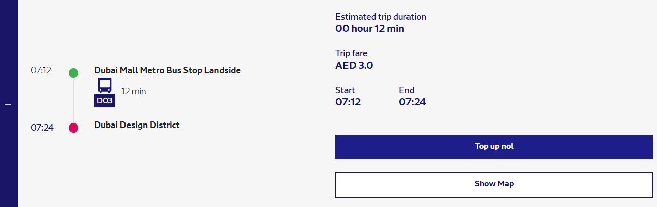 RTA Dubai Bus D03 Journey